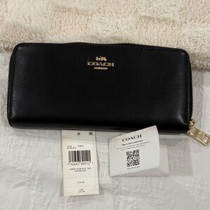 Coach Black Wallet with Gold Accents
